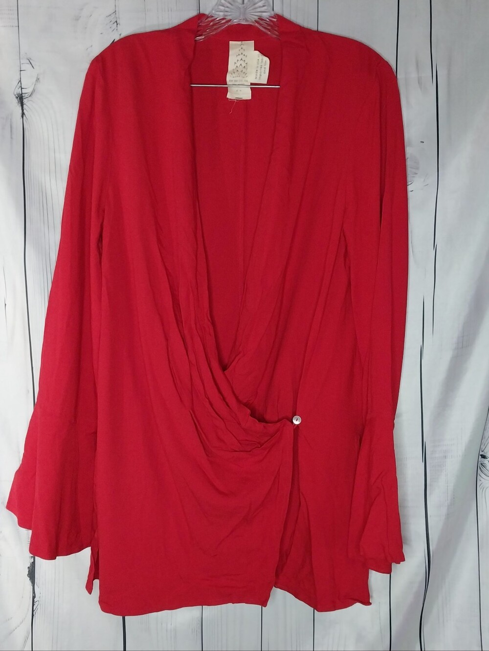 Free people Red Draped Wrap Front Long Sleeve Effortlessly Casual Women's Top